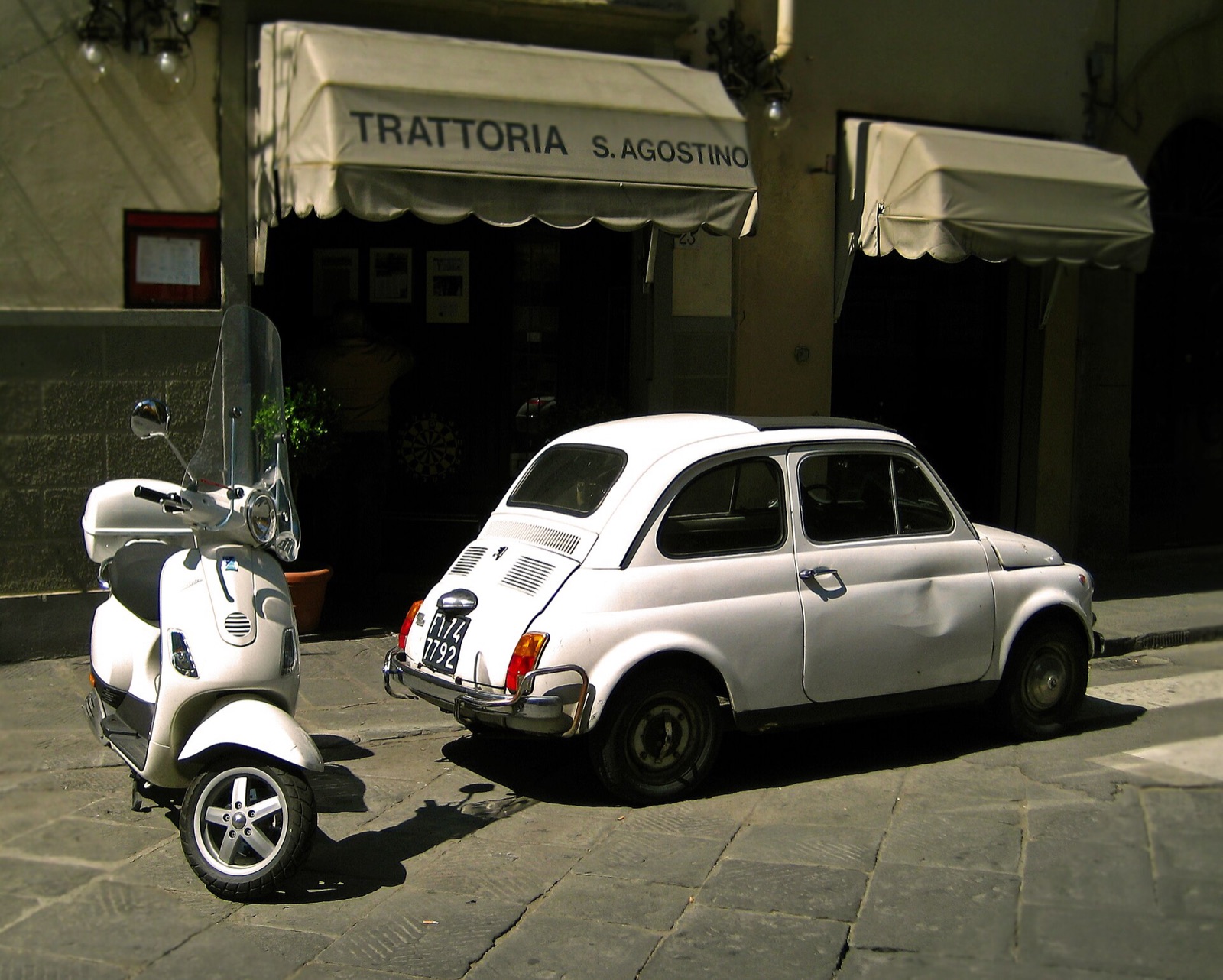 A Vespa and a Fiat 500
